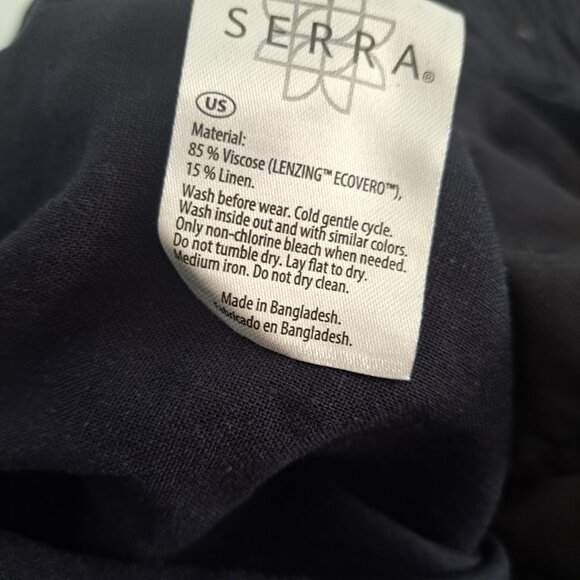Serra Women's Black Linen Blend Pull on Elastic Waist Lounge Travel Pants XL - Picture 7 of 8